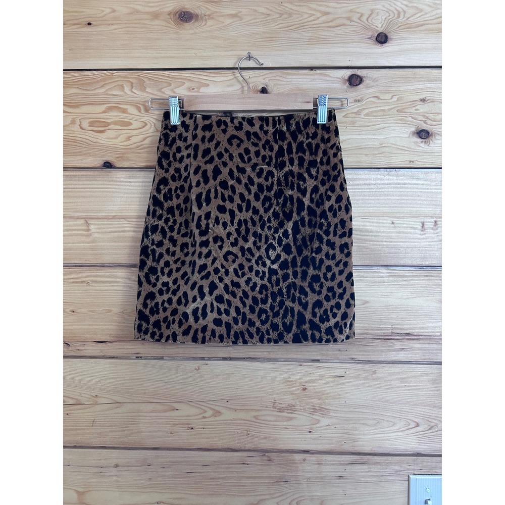 Smart‎ Set Vintage Size 3 Leopard Print Cotton Velvet Mini Skirt Cheetah